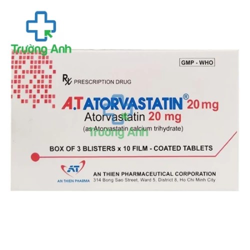 A.T Atorvastatin 20mg - Thuốc phòng ngừa biến cố tim mạch hiệu quả