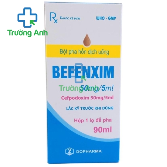 Befenxim 100mg/5ml Dopharma - Thuốc điều trị nhiễm khuẩn đường hô hấp