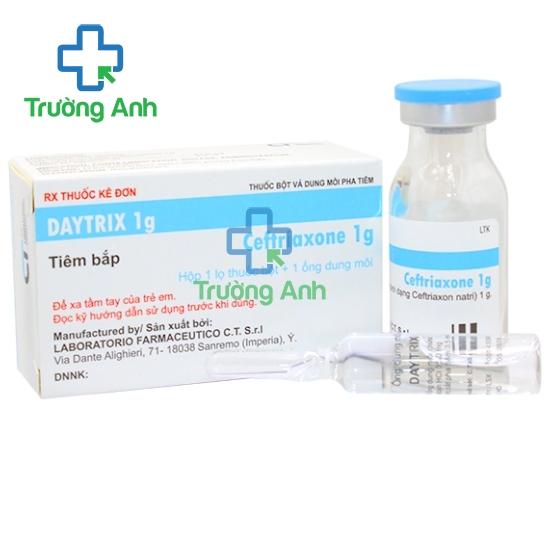 Daytrix 1g - Ceftriaxone tiêm điều trị nhiễm khuẩn hiệu quả của Italy