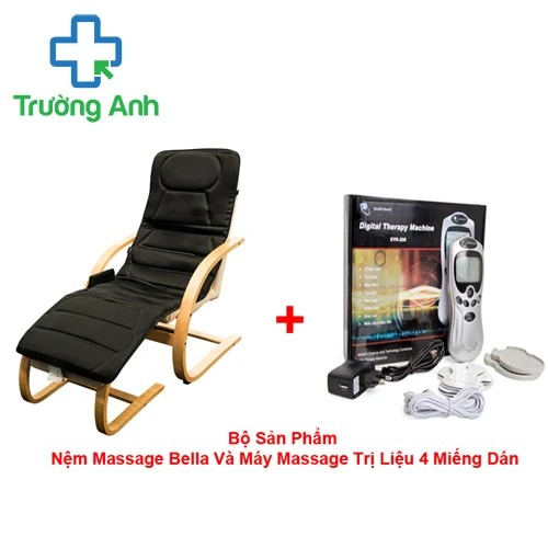 Nệm Massage Toàn Thân Bella 10 Động Cơ + Máy Massage Vật Lý Trị Liệu 4 Miếng Dán