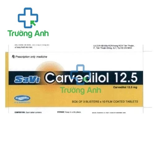 Savi Carvedilol 12.5mg - Thuốc điều trị cao huyết áp, suy tim hiệu quả của Savipharm